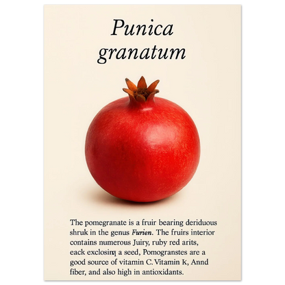 Frukter - Vibrant Pomegranate Botanical Print Poster, Available in Multiple Sizes