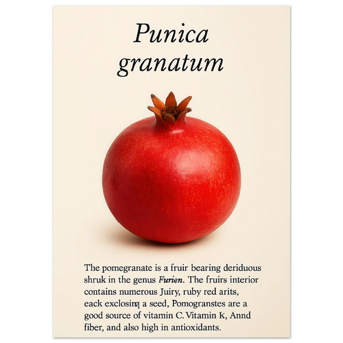 Frukter - Vibrant Pomegranate Botanical Print Poster, Available in Multiple Sizes