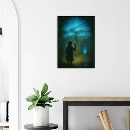 Enchanted Forest Explorer: Teal & Gold Mystical Journey Art Print