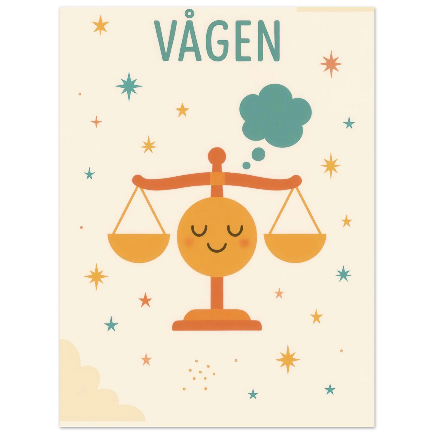 Vågen Zodiac Art Print – Balanserad Design i Mjuk Pastell – Finns i Flera Storlekar
