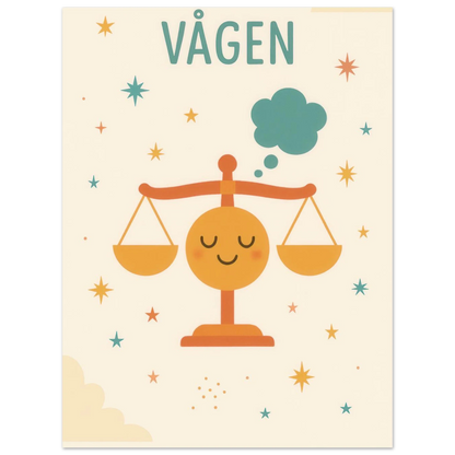 Vågen Zodiac Art Print – Balanserad Design i Mjuk Pastell – Finns i Flera Storlekar