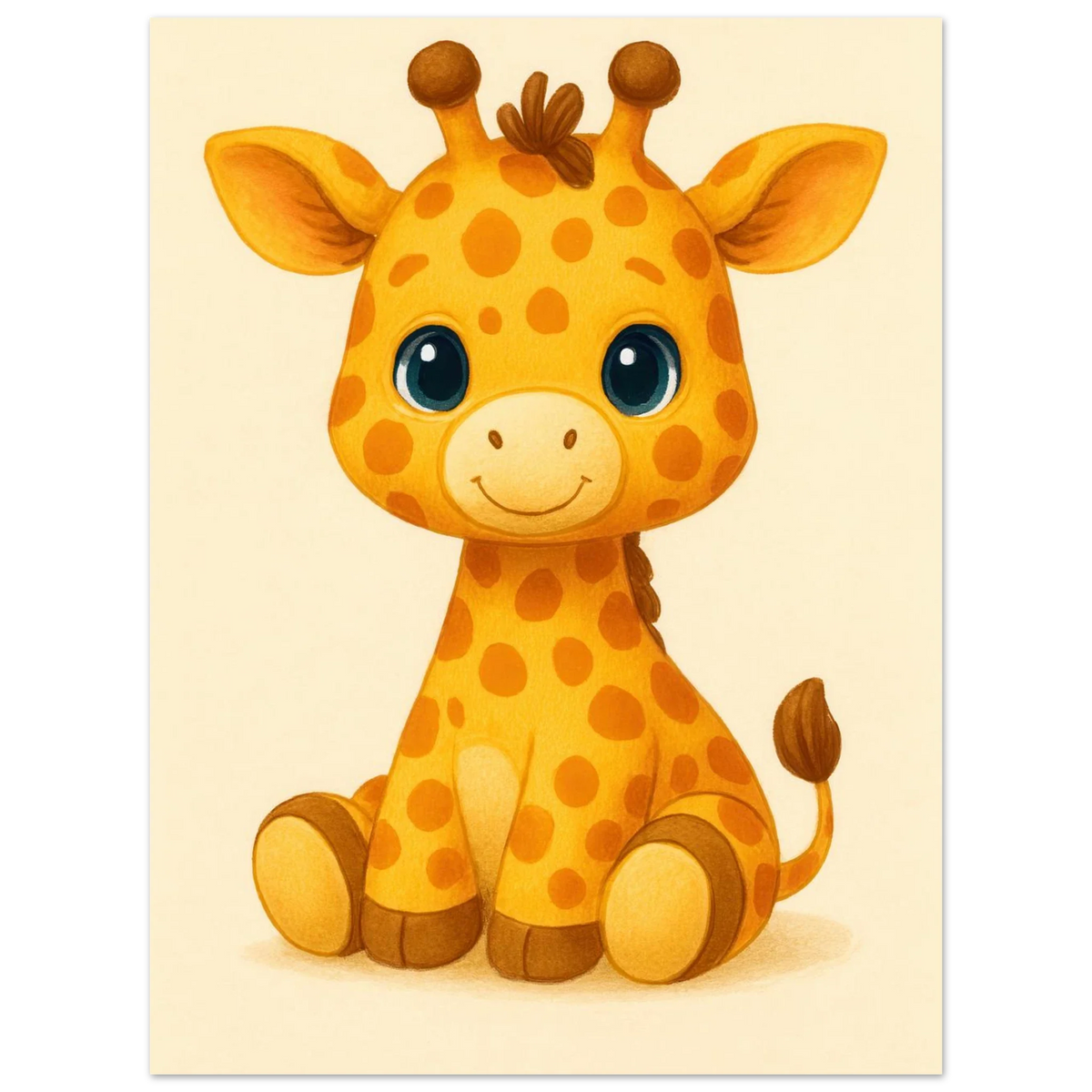 Söt Giraff Illustration Konsttryck – Läckert Barnrumsinredning i Olika Storlekar