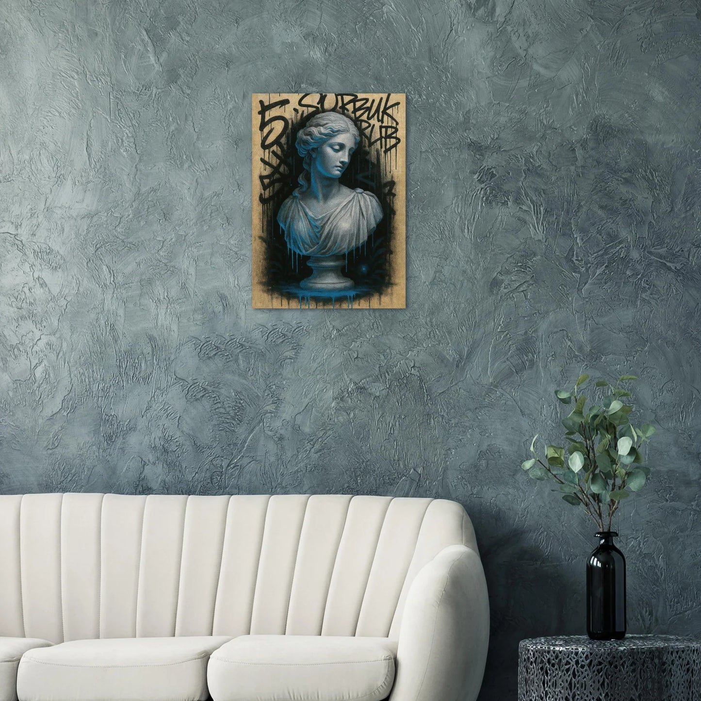Neon Drip Graffiti Bust Poster - Modern Classic Wall Art in Various Sizes