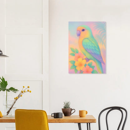 Pastel Paradise Parrot Wall Art – "Djur" – Dreamy Tropical Print for Home Décor