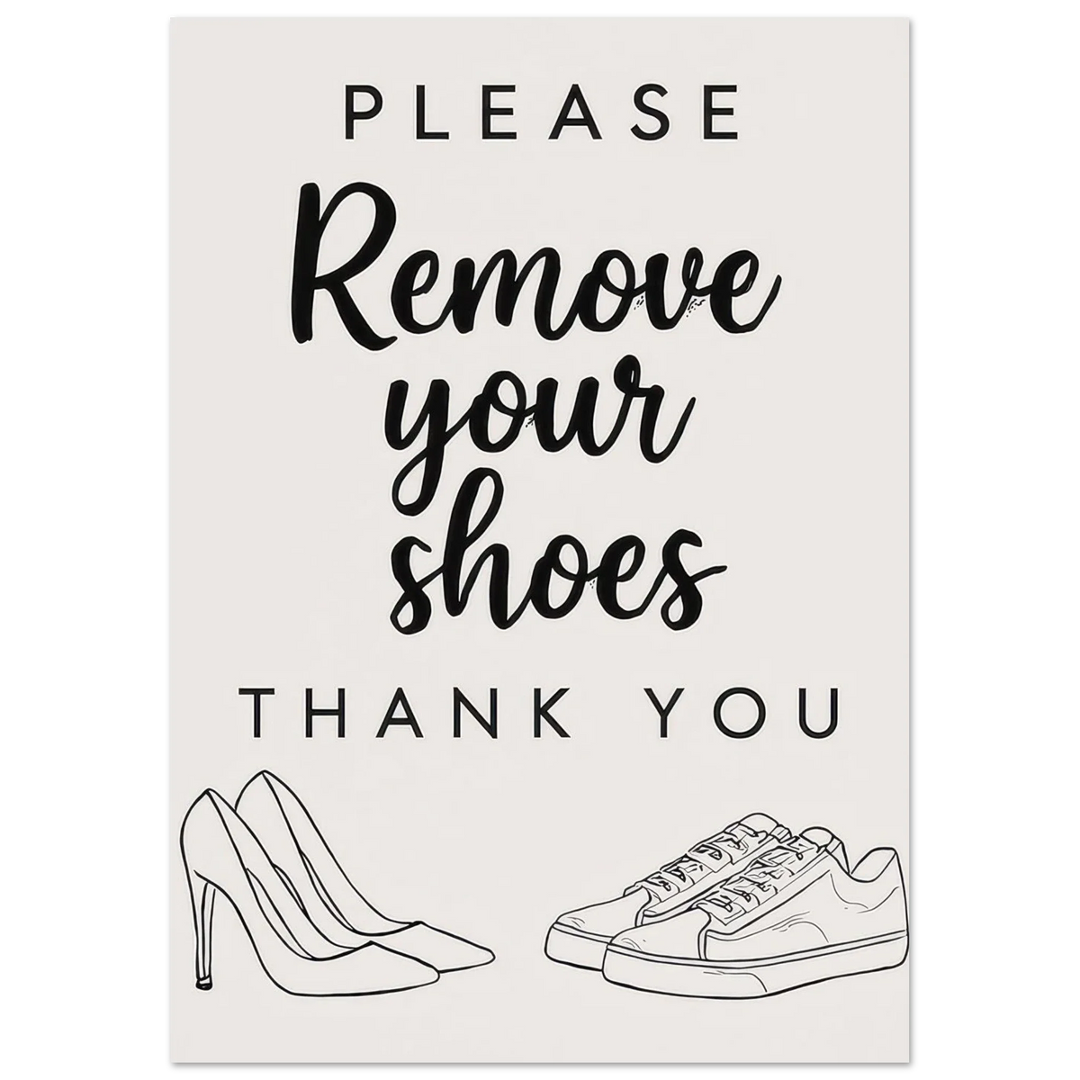 Elegant 'Remove Your Shoes' Art Print for a Welcoming Home in Multiple Sizes