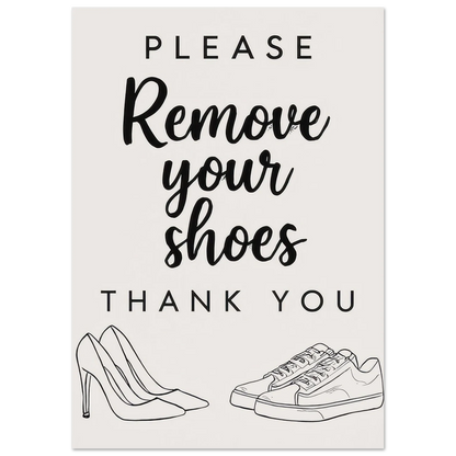 Elegant 'Remove Your Shoes' Art Print for a Welcoming Home in Multiple Sizes