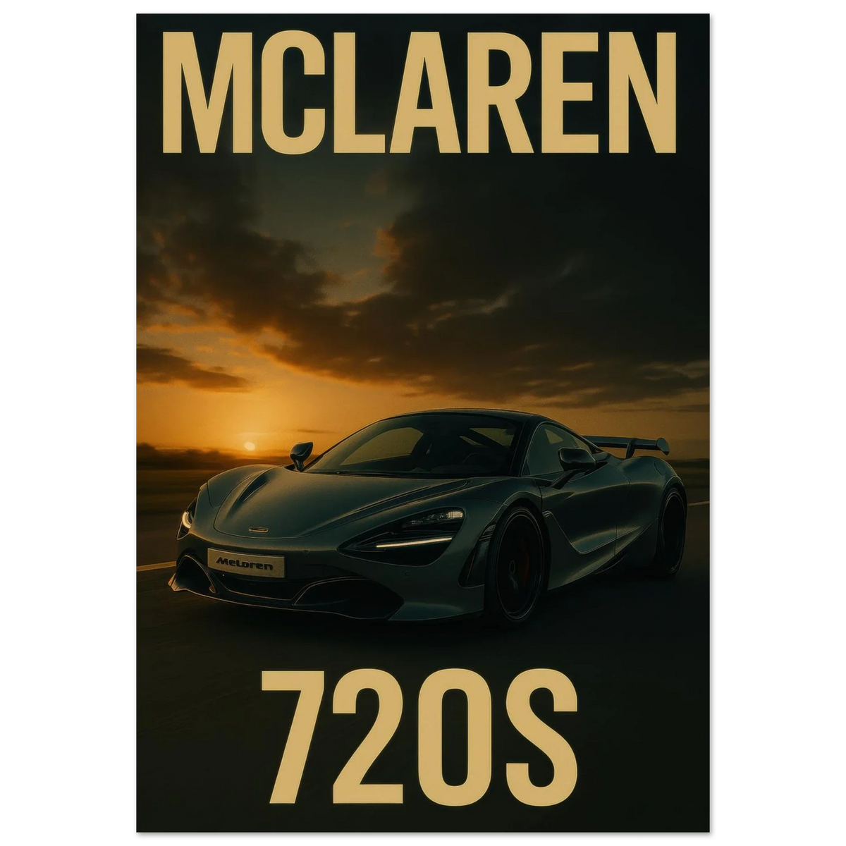 McLaren 720S Sunset Drive Poster - Premium Automotive Art Print for Car Enthusiasts