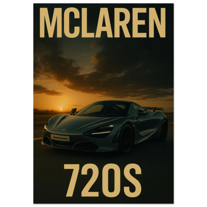 McLaren 720S Sunset Drive Poster - Premium Automotive Art Print for Car Enthusiasts