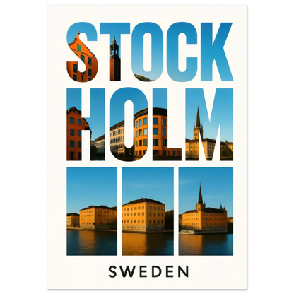 Stockholm Sweden Cityscape Poster – Vibrant Nordic Architectural Art Print