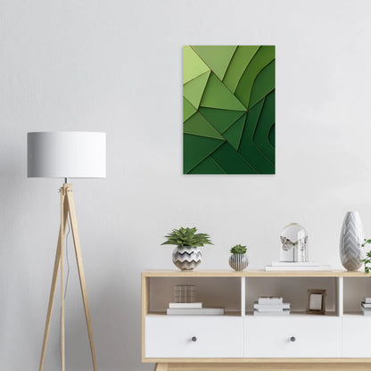 Abstrakt Minimalistisk Grön Geometri Konsttryck – Väggkonst i Nyanser av Skog och Limegrön