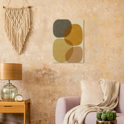 Abstrakt Jordnära Minimalistisk Konsttryck - Modern Geometri i Varma Nyanser