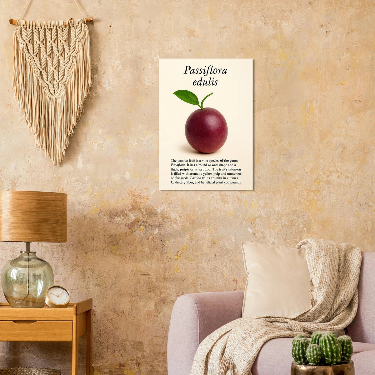 Passiflora Edulis Art Print – Vibrant Passion Fruit Botanical Poster