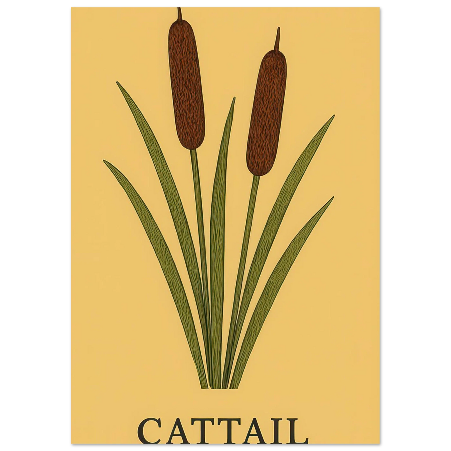 Frukter - Elegant Cattail Botanical Print on Premium Semi-Gloss Paper