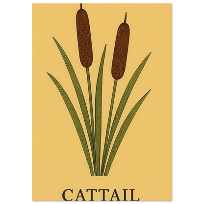 Frukter - Elegant Cattail Botanical Print on Premium Semi-Gloss Paper
