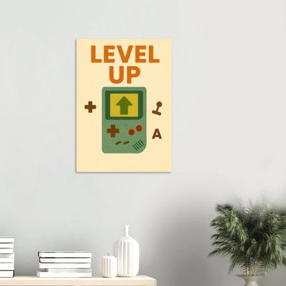 Level Up Retro Gaming Poster – Nostalgic Art Print for Gamers