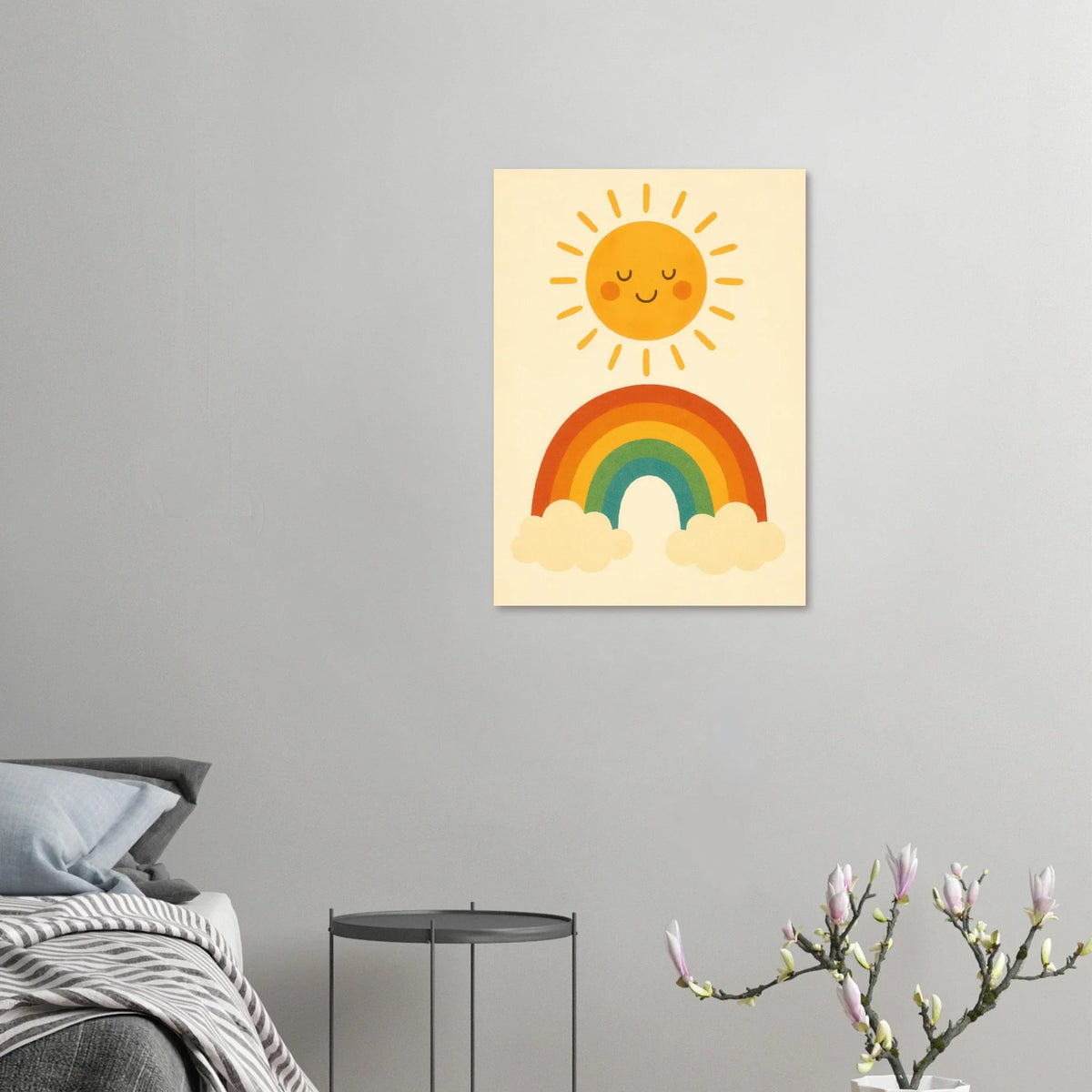 Happy Sun & Rainbow Art Print – Bring Joyful, Whimsical Vibes to Your Space in Multiple Sizes