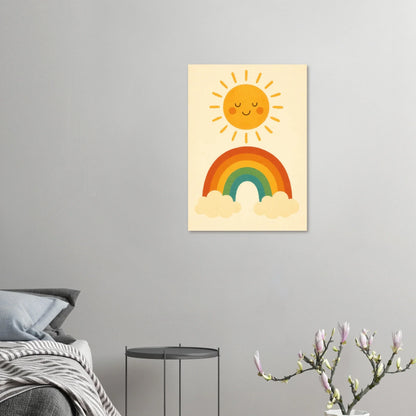 Happy Sun & Rainbow Art Print – Bring Joyful, Whimsical Vibes to Your Space in Multiple Sizes