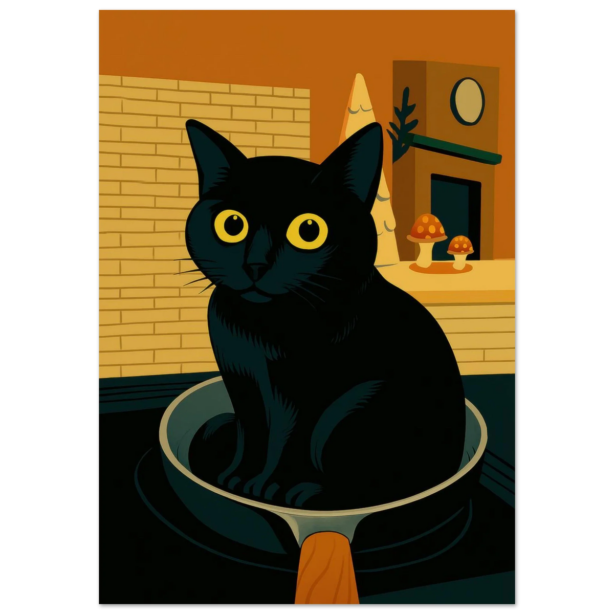 Katt i Stekpanna Poster – Rolig Konst för Ditt Hem