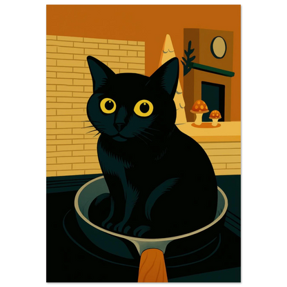 Katt i Stekpanna Poster – Rolig Konst för Ditt Hem