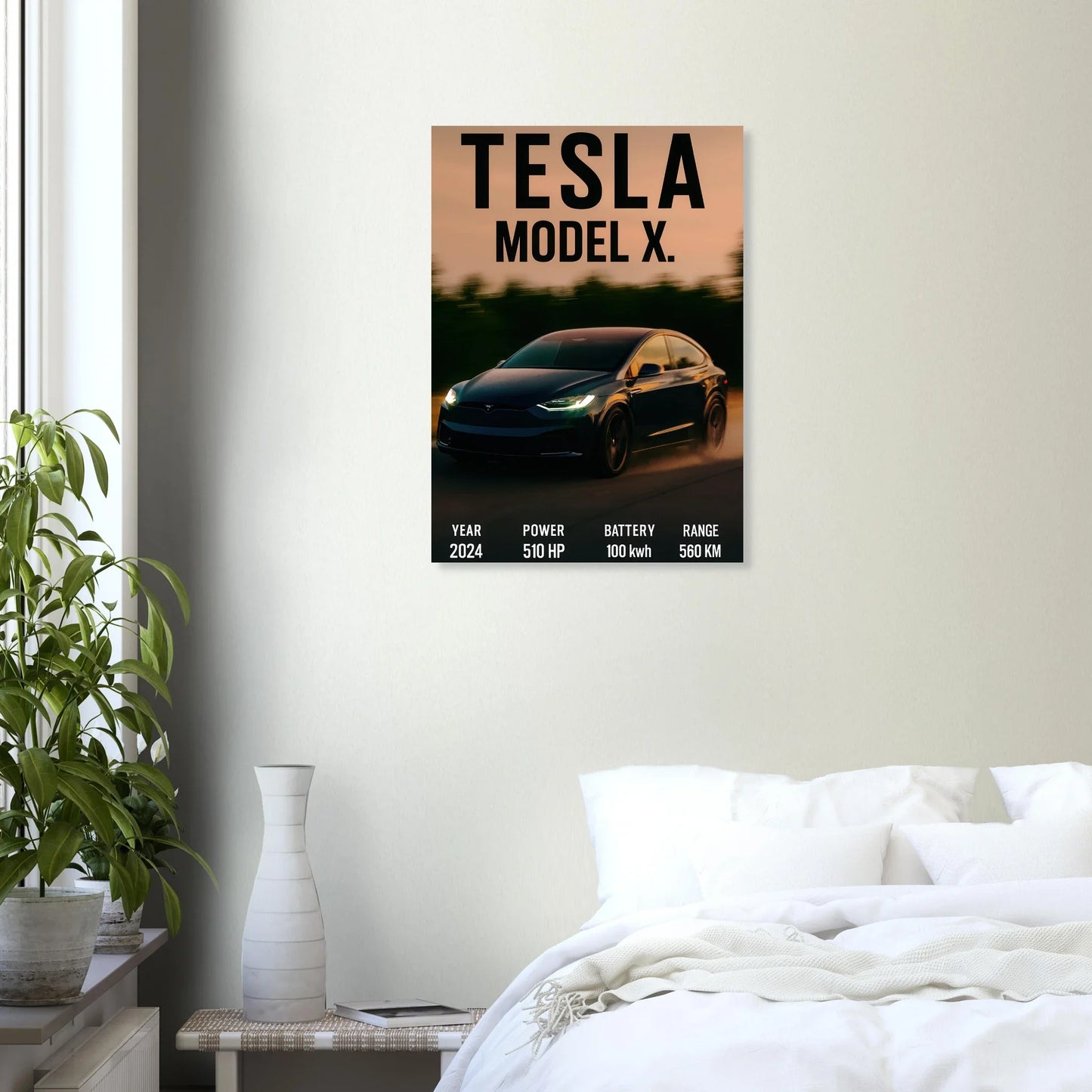 Tesla Model X Konsttryck - Modern Lyx för Väggen med Fenomenal Detaljrikedom