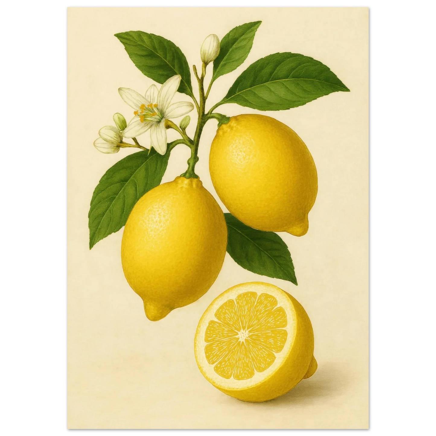 Fresh Lemon & Greenery Poster - Choose Your Perfect Size
