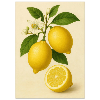 Fresh Lemon & Greenery Poster - Choose Your Perfect Size