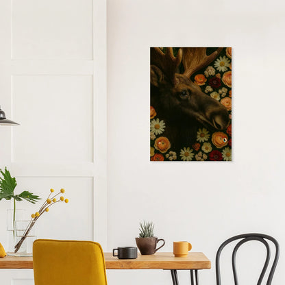 Djur: Majestic Moose & Floral Dream Art Print – Captivating Wildlife in Bloom for Your Home