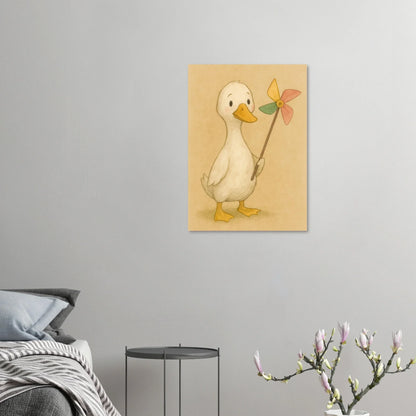 Barnyard Charm: Little Duck with Pinwheel – Vintagestil Poster