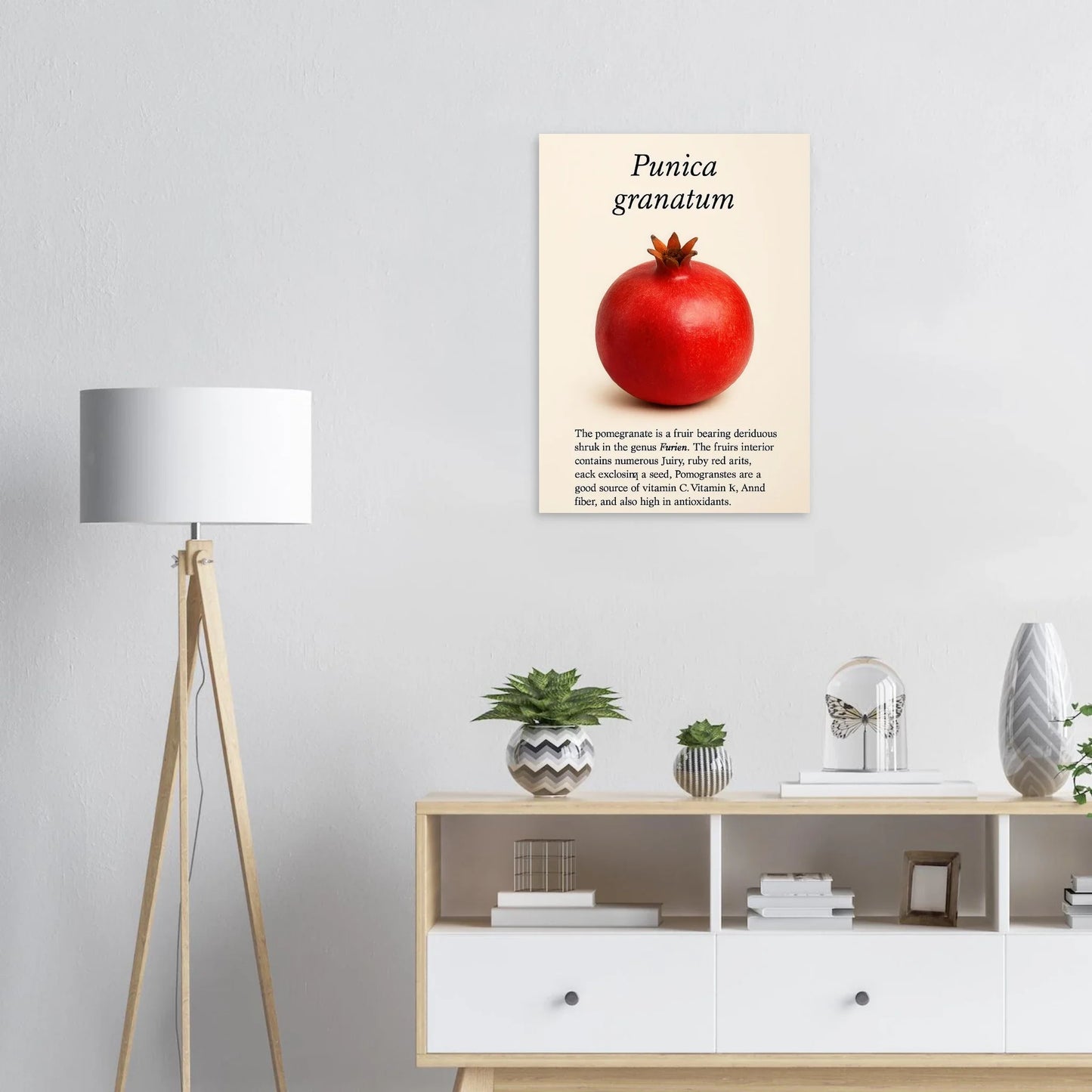 Frukter - Vibrant Pomegranate Botanical Print Poster, Available in Multiple Sizes