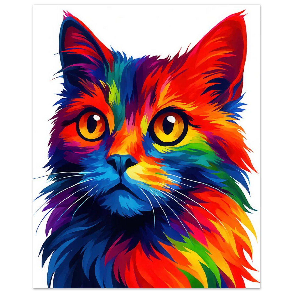 Färgexplosion Katt Konsttryck - Djur | Levande Pop Art Inspiration för Ditt Hem