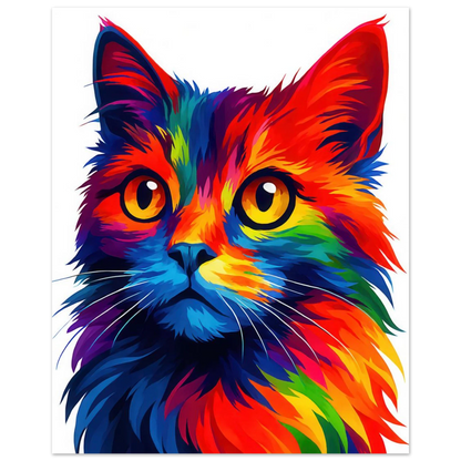 Färgexplosion Katt Konsttryck - Djur | Levande Pop Art Inspiration för Ditt Hem