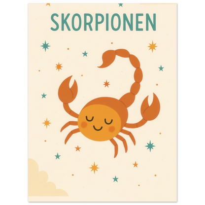 Söt Skorpion Barnrumsaffisch - Personlig Zodiac Konsttryck i Flera Storlekar