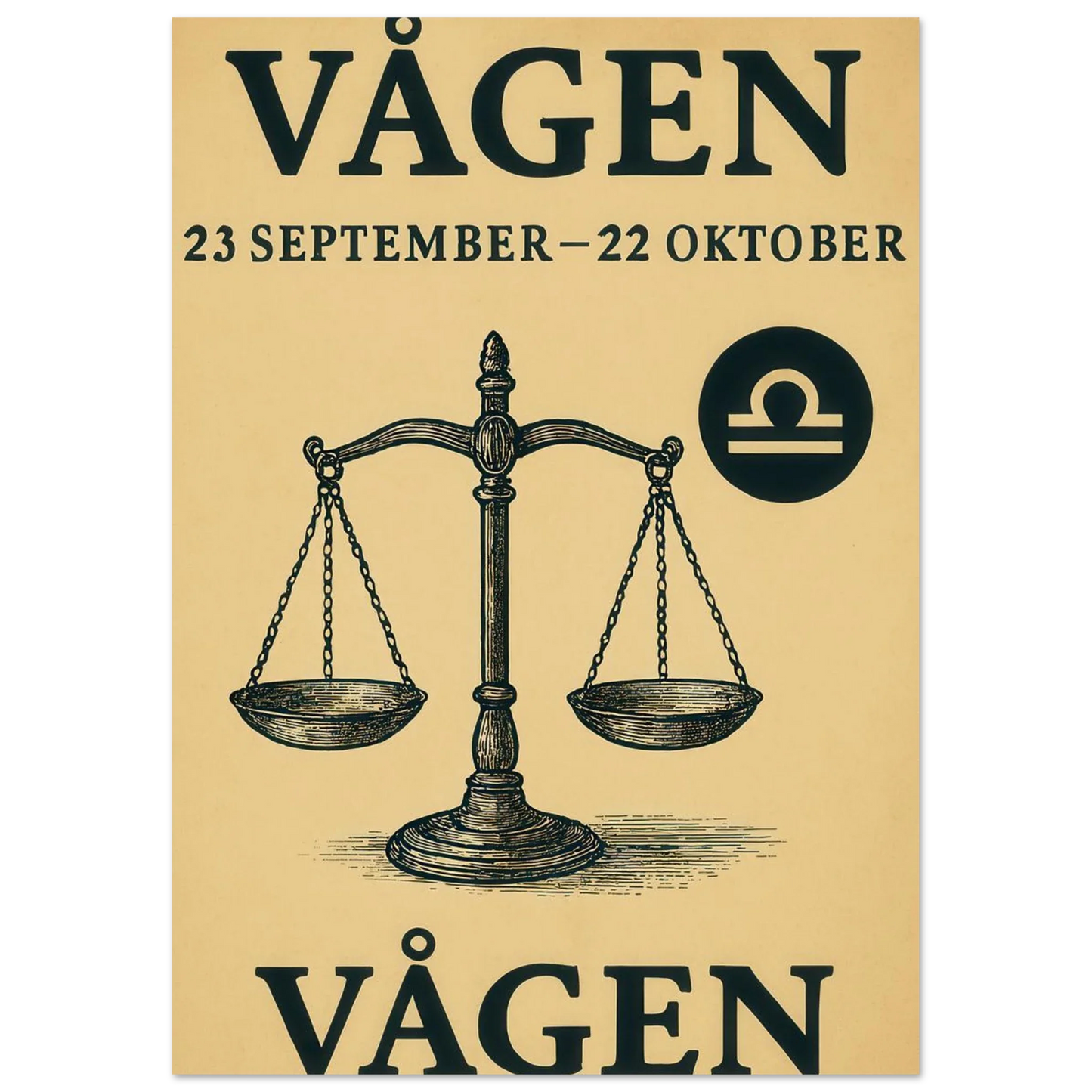 Retro Vågen Stjärntecken Konsttryck – Elegant Vintage Zodiac Poster