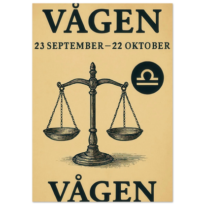 Retro Vågen Stjärntecken Konsttryck – Elegant Vintage Zodiac Poster