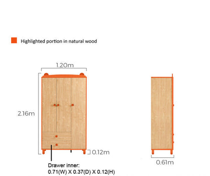 Dear Bear Kids Oak Wardrobe Closet-2
