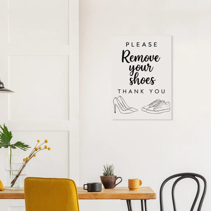 Elegant 'Remove Your Shoes' Art Print for a Welcoming Home in Multiple Sizes