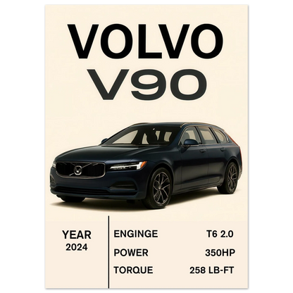 Volvo V90 2024 Art Print: Elegant Swedish Design for Your Space
