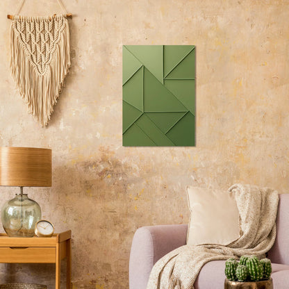 Abstrakt Minimalist Konsttryck i Gröna Nyanser – Modern Geometrisk Väggkonst