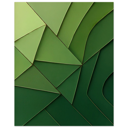 Abstrakt Minimalistisk Grön Geometri Konsttryck – Väggkonst i Nyanser av Skog och Limegrön