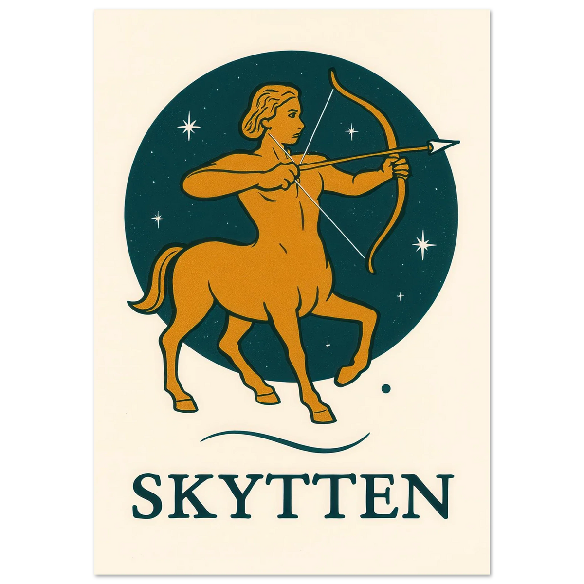 Skytten - Mystisk Stjärntecken Poster – Konstellation & Myter i Retro Stil
