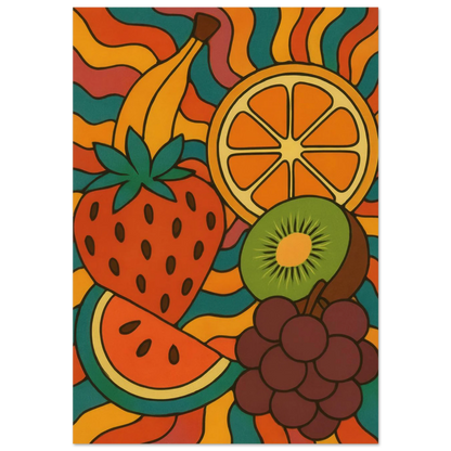 Frukter – Retro Fruity Swirls Art Print for a Pop of Vibrant Color