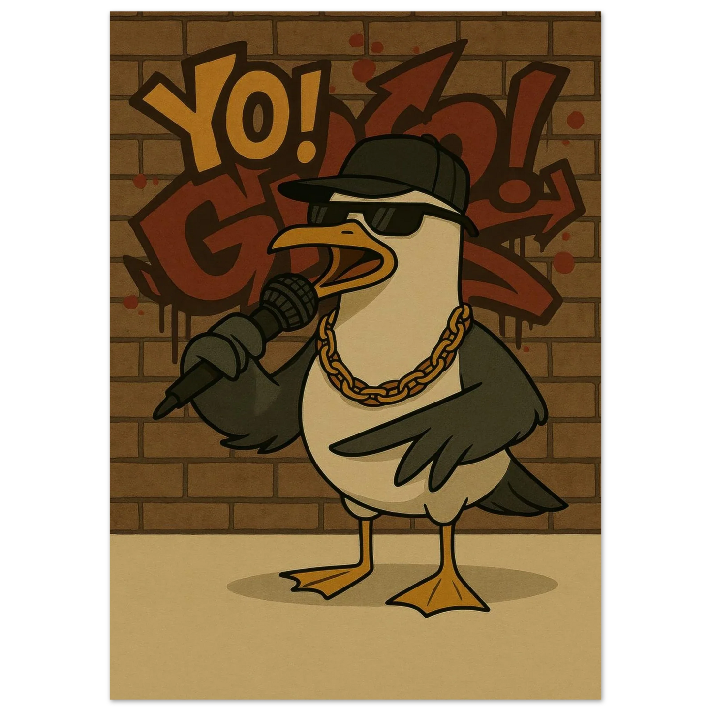 Urban Seagull Rapper Poster - Iconic Street Art Print in Various Sizes