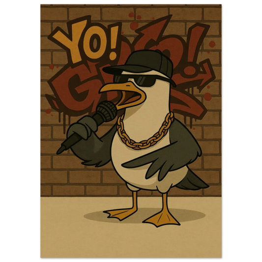 Urban Seagull Rapper Poster - Iconic Street Art Print in Various Sizes