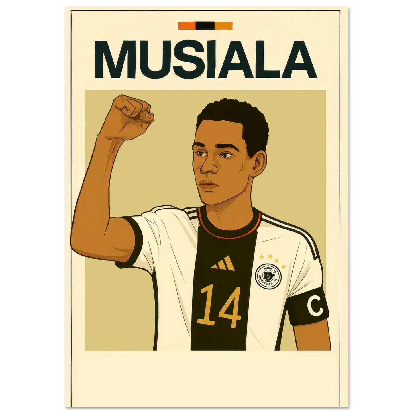 Musiala Dynamic Action Poster – Bold Sports Art Print in Various Sizes