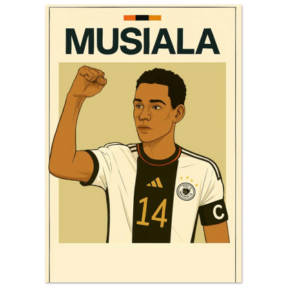Musiala Dynamic Action Poster – Bold Sports Art Print in Various Sizes