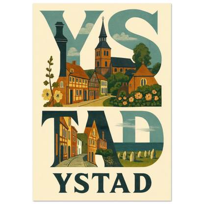 Ystad Poster - Artistic Representation with Elements of Ystad Design