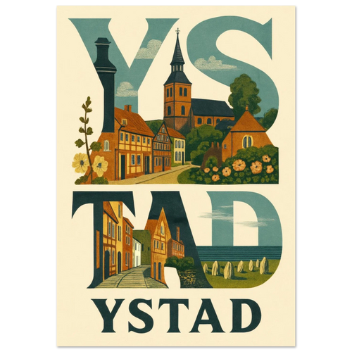 Ystad Poster - Artistic Representation with Elements of Ystad Design