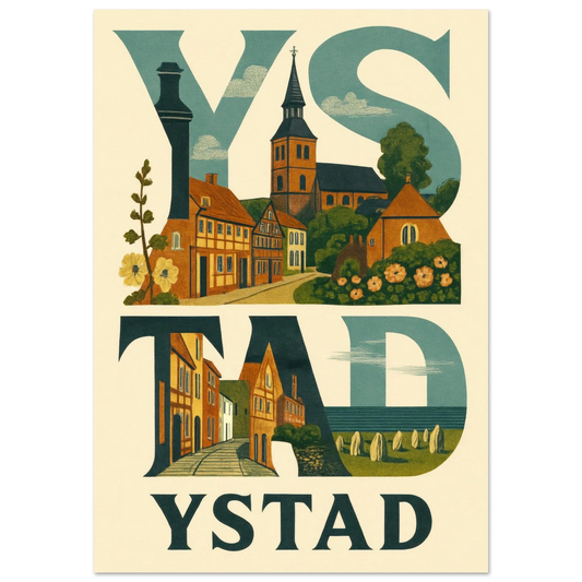 Ystad Poster - Artistic Representation with Elements of Ystad Design