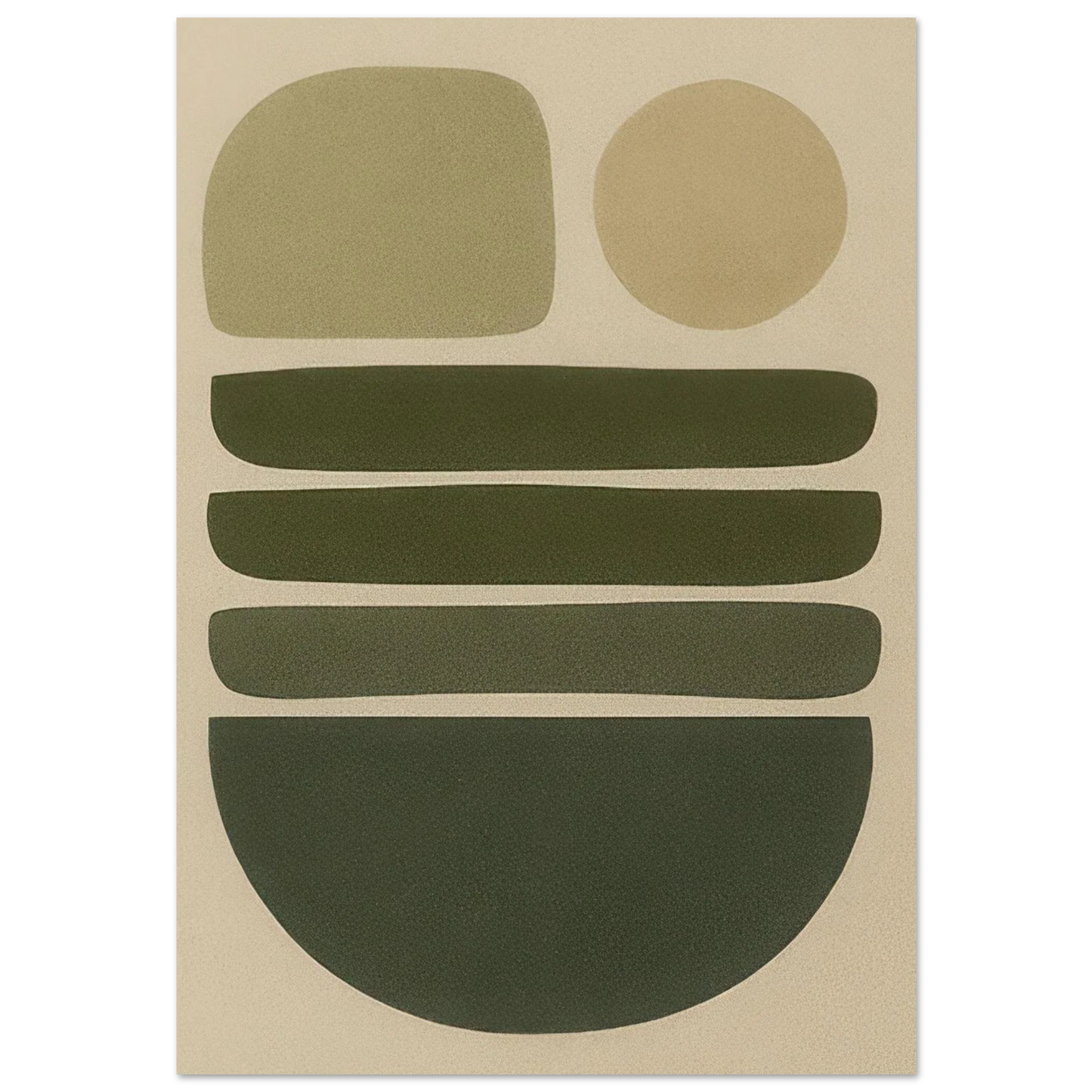 Abstrakt Minimalistisk Jordnära Konsttryck | Modern Väggkonst i Grågröna Toner