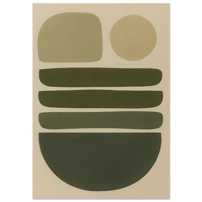 Abstrakt Minimalistisk Jordnära Konsttryck | Modern Väggkonst i Grågröna Toner
